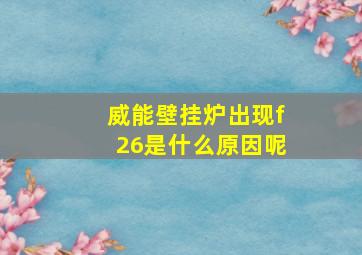 威能壁挂炉出现f26是什么原因呢