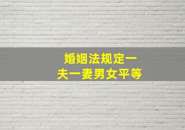 婚姻法规定一夫一妻男女平等