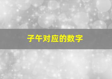 子午对应的数字