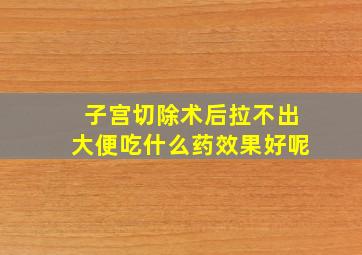 子宫切除术后拉不出大便吃什么药效果好呢