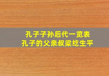 孔子子孙后代一览表孔子的父亲叔梁纥生平