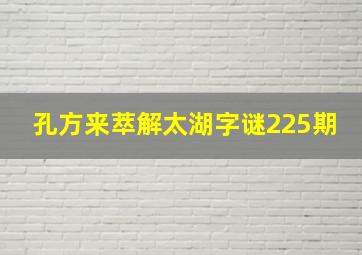 孔方来萃解太湖字谜225期