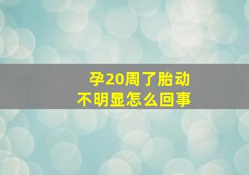 孕20周了胎动不明显怎么回事