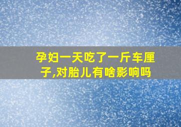 孕妇一天吃了一斤车厘子,对胎儿有啥影响吗