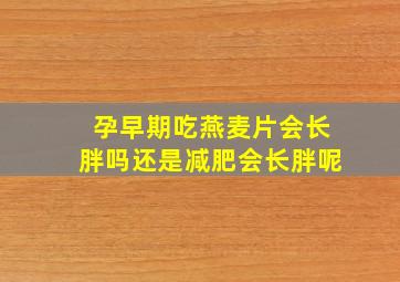 孕早期吃燕麦片会长胖吗还是减肥会长胖呢