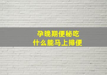 孕晚期便秘吃什么能马上排便