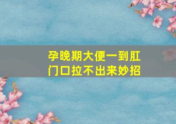 孕晚期大便一到肛门口拉不出来妙招