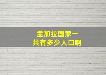 孟加拉国家一共有多少人口啊