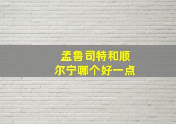 孟鲁司特和顺尔宁哪个好一点