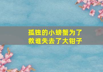 孤独的小螃蟹为了救谁失去了大钳子