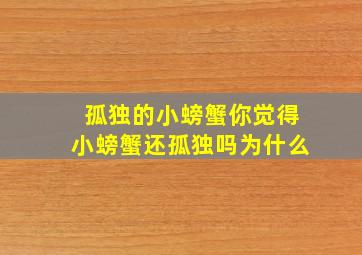 孤独的小螃蟹你觉得小螃蟹还孤独吗为什么