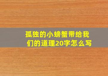 孤独的小螃蟹带给我们的道理20字怎么写