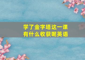 学了金字塔这一课有什么收获呢英语