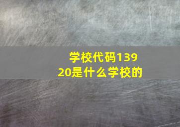 学校代码13920是什么学校的