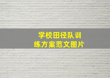 学校田径队训练方案范文图片