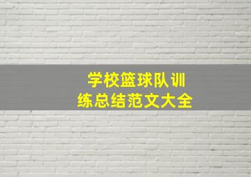 学校篮球队训练总结范文大全