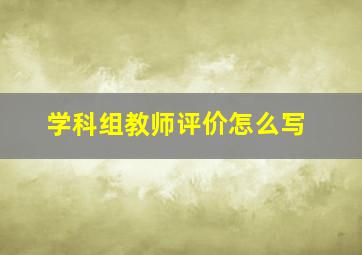 学科组教师评价怎么写