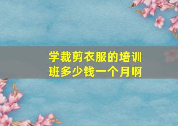 学裁剪衣服的培训班多少钱一个月啊