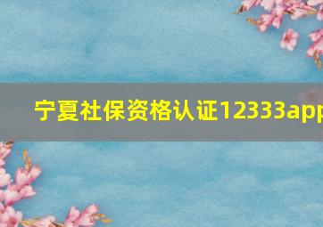 宁夏社保资格认证12333app