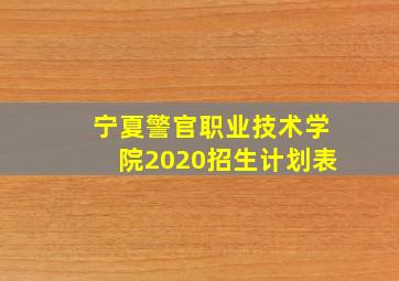 宁夏警官职业技术学院2020招生计划表