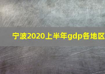 宁波2020上半年gdp各地区