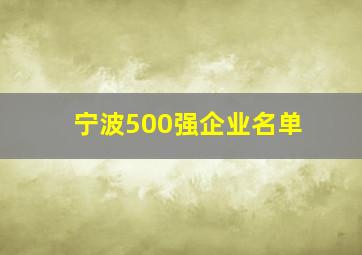 宁波500强企业名单