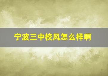 宁波三中校风怎么样啊