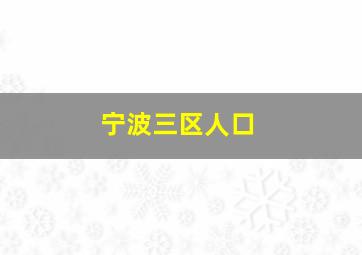 宁波三区人口