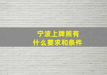 宁波上牌照有什么要求和条件