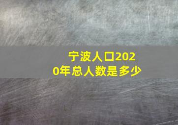 宁波人口2020年总人数是多少