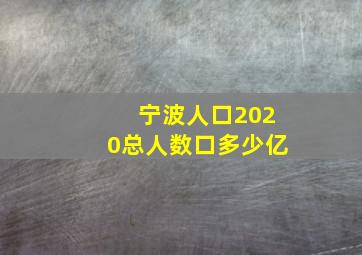 宁波人口2020总人数口多少亿