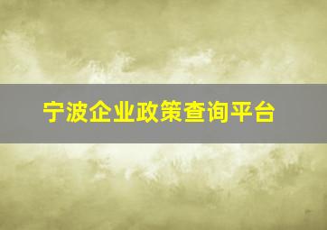 宁波企业政策查询平台