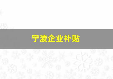 宁波企业补贴