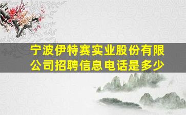 宁波伊特赛实业股份有限公司招聘信息电话是多少