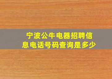 宁波公牛电器招聘信息电话号码查询是多少