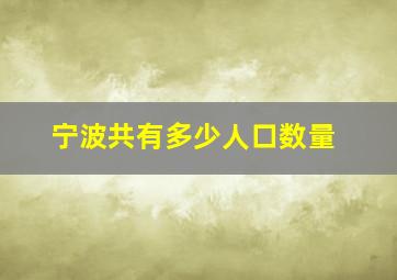 宁波共有多少人口数量