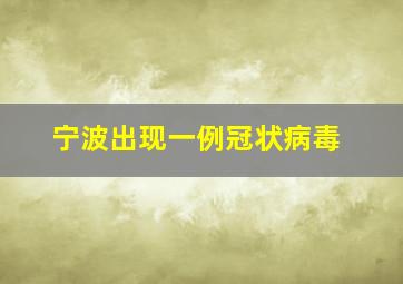 宁波出现一例冠状病毒