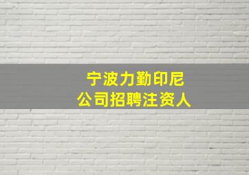 宁波力勤印尼公司招聘注资人