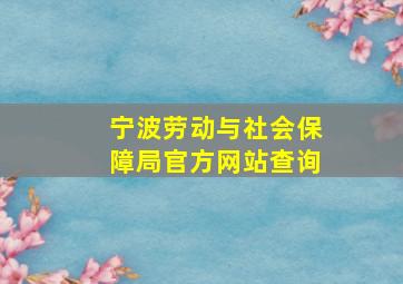 宁波劳动与社会保障局官方网站查询