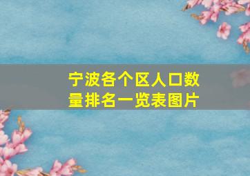 宁波各个区人口数量排名一览表图片