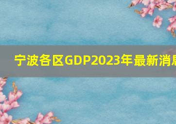 宁波各区GDP2023年最新消息