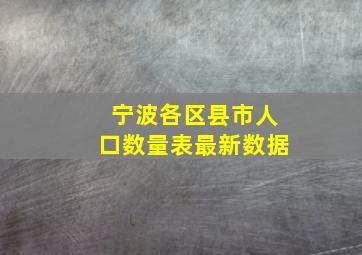 宁波各区县市人口数量表最新数据