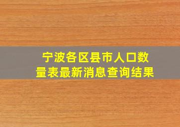 宁波各区县市人口数量表最新消息查询结果