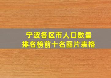 宁波各区市人口数量排名榜前十名图片表格