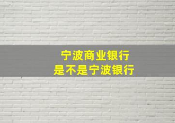 宁波商业银行是不是宁波银行