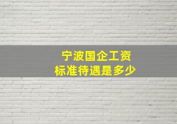 宁波国企工资标准待遇是多少