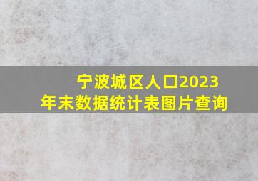 宁波城区人口2023年末数据统计表图片查询