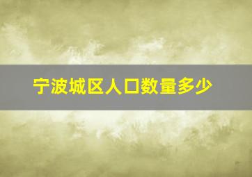 宁波城区人口数量多少