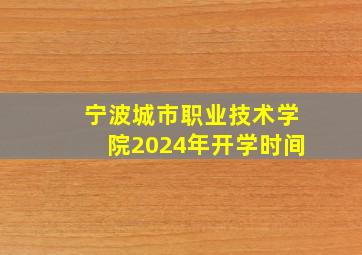 宁波城市职业技术学院2024年开学时间