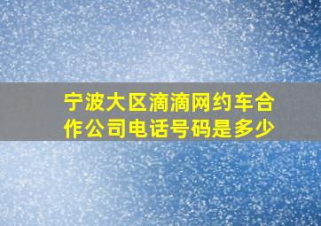 宁波大区滴滴网约车合作公司电话号码是多少